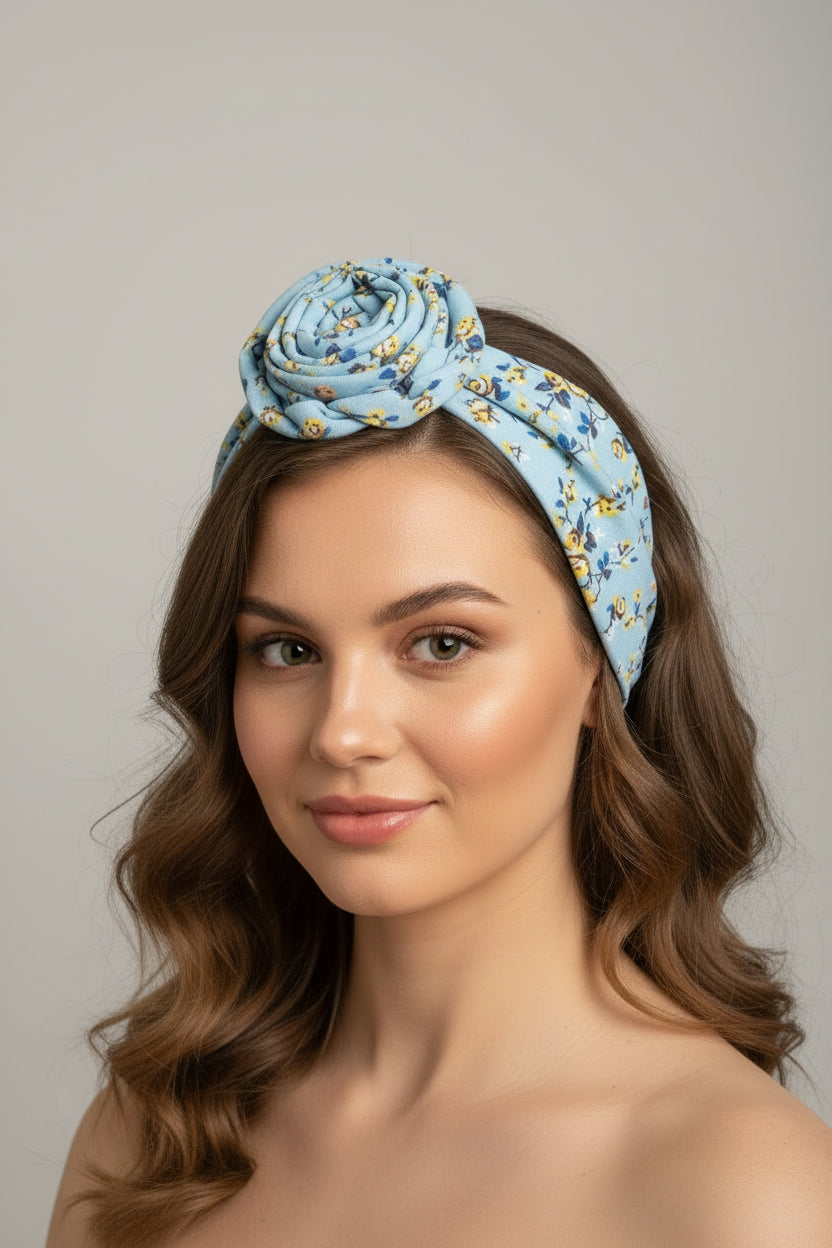 Bandeau fleuri bleu
