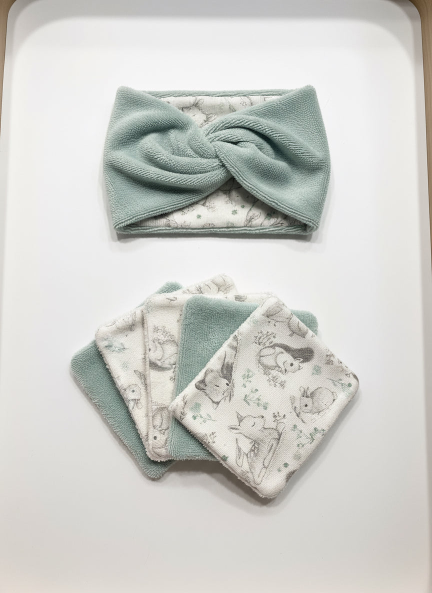 Lot bandeau plus 3 éponges  pour bébé