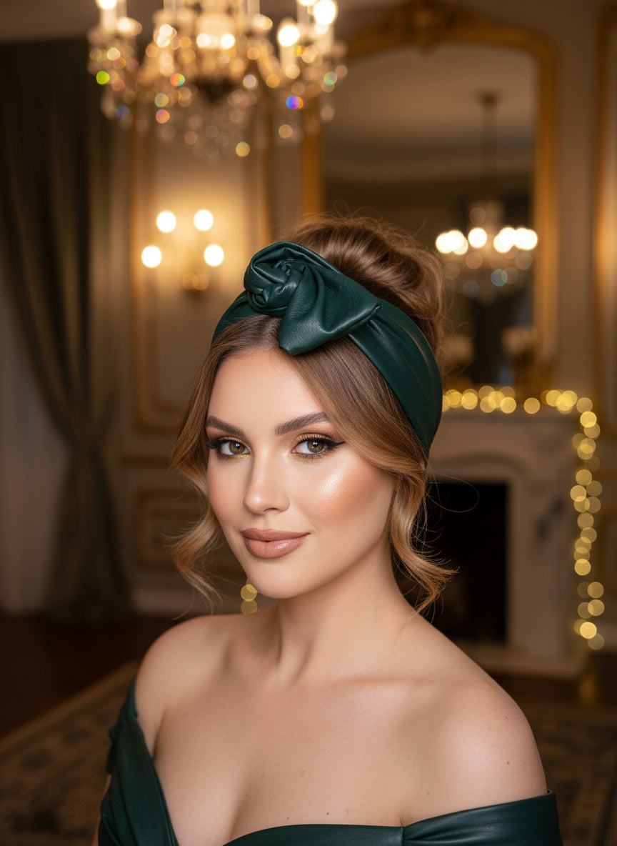 Bandeau simili cuir vert