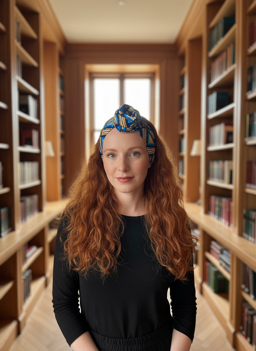 Bandeau collection Wax, bleu, doré, géométrique