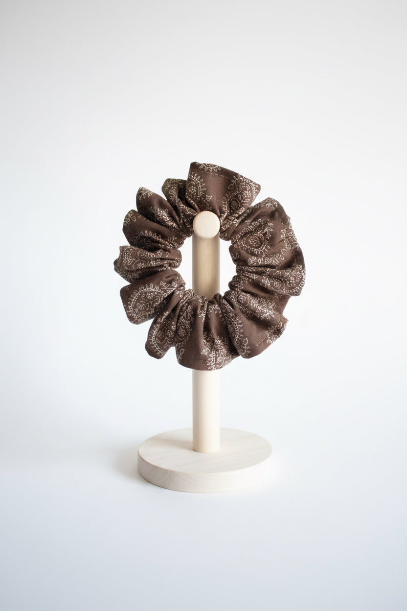 Duo Bandeau & Chouchou Paisley Chocolat Fait Main
