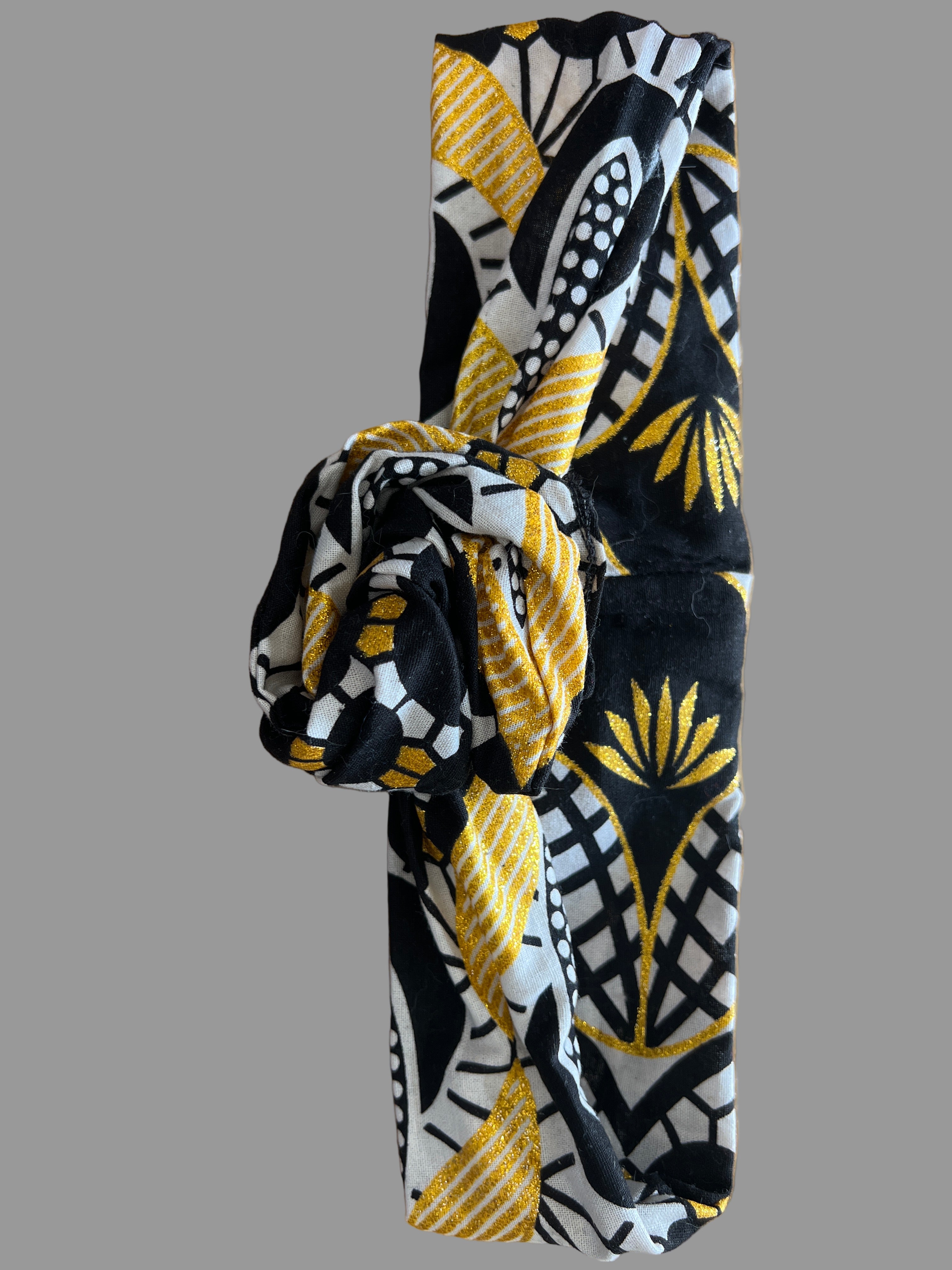 Bandeau collection africaine Wax, noir et doré