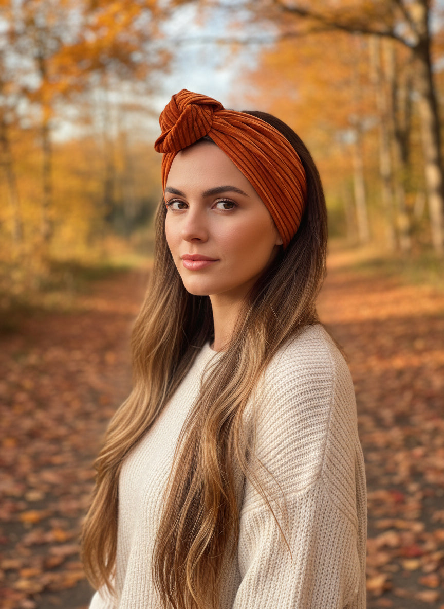 Bandeau velours, couleur cuivré