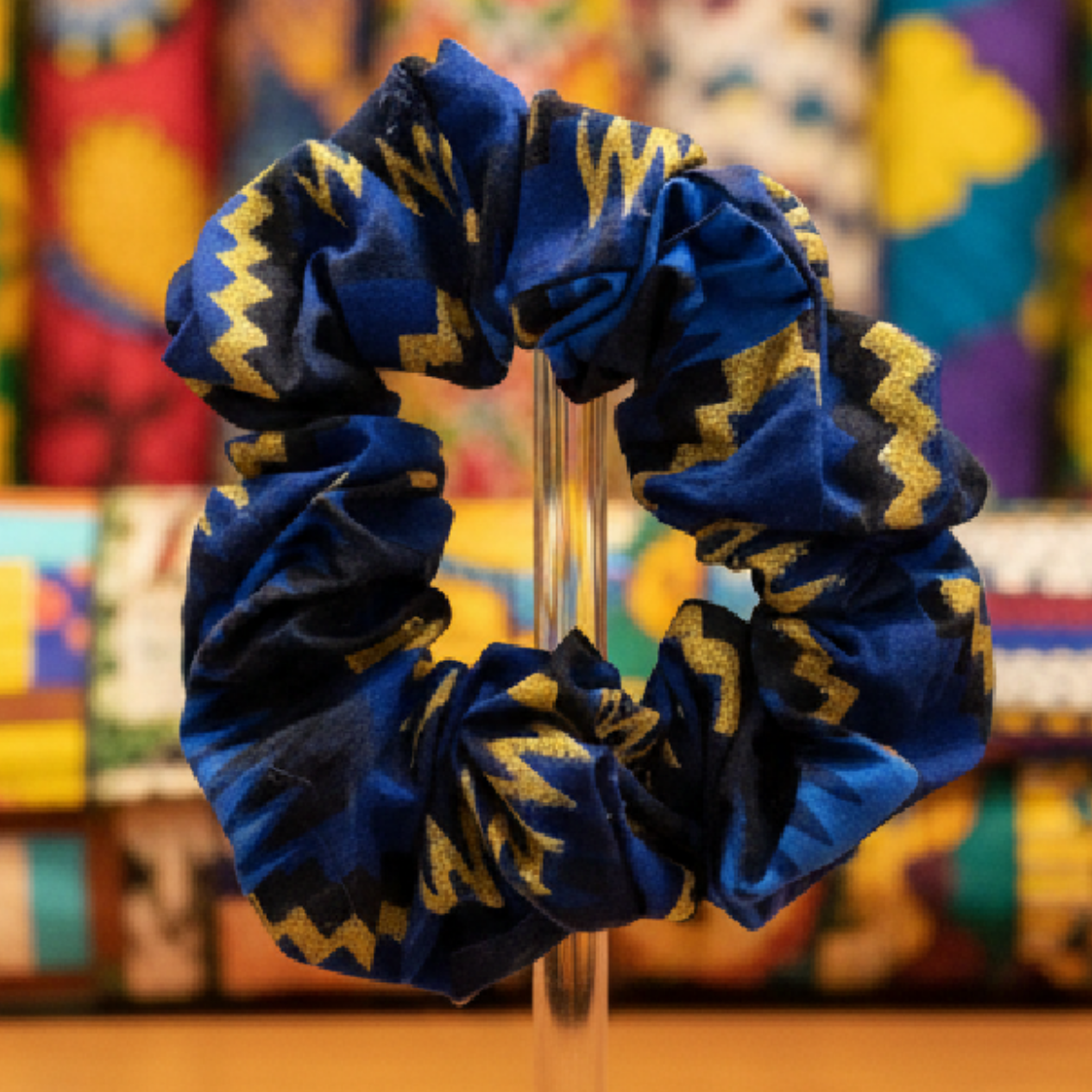 Chouchou Africain bleu indigo et or