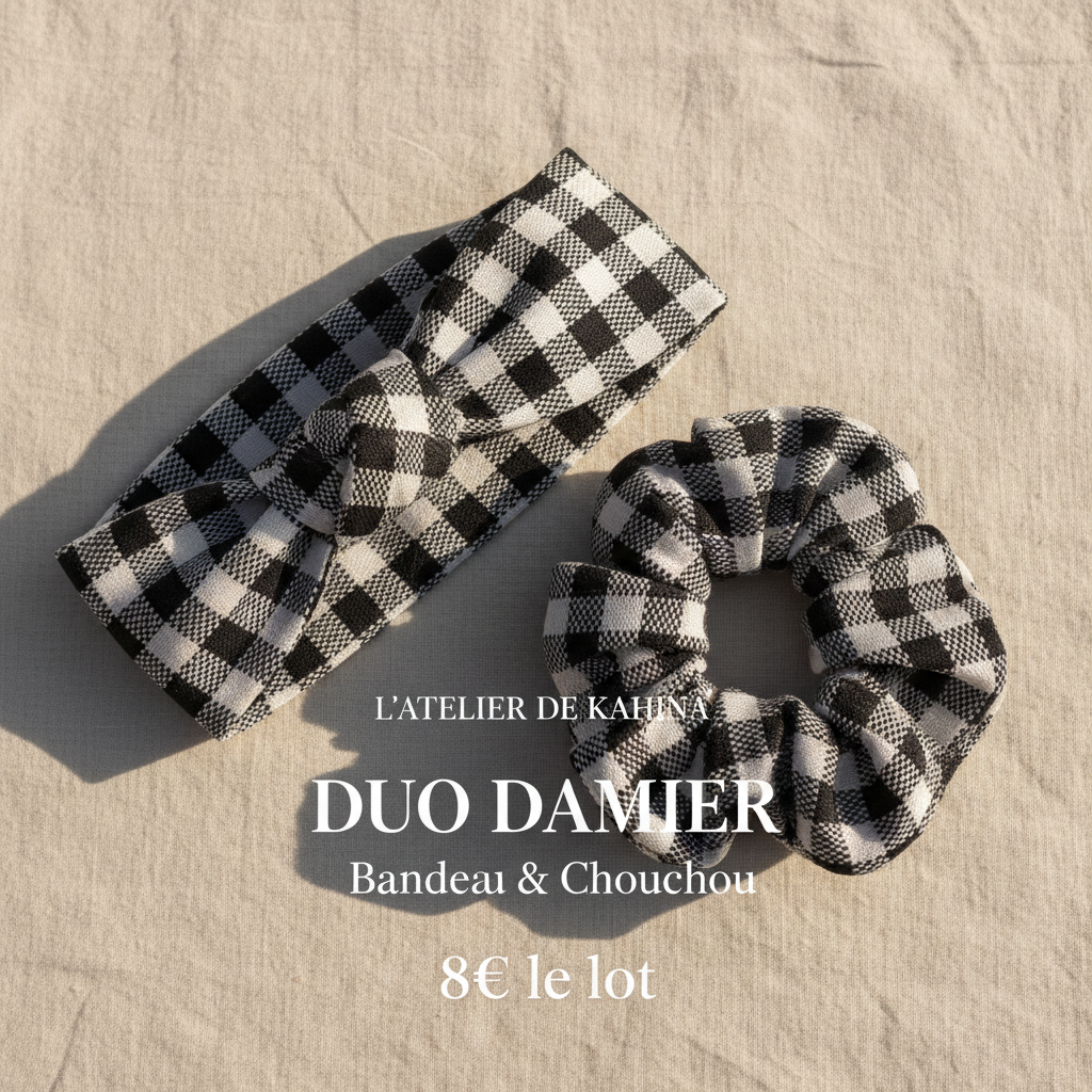 Duo Damier – Bandeau & Chouchou